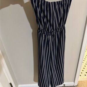 Lulu's Navy and White Striped Jumpsuit